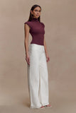 Freesia High Neck Sleeveless Top Mahogany