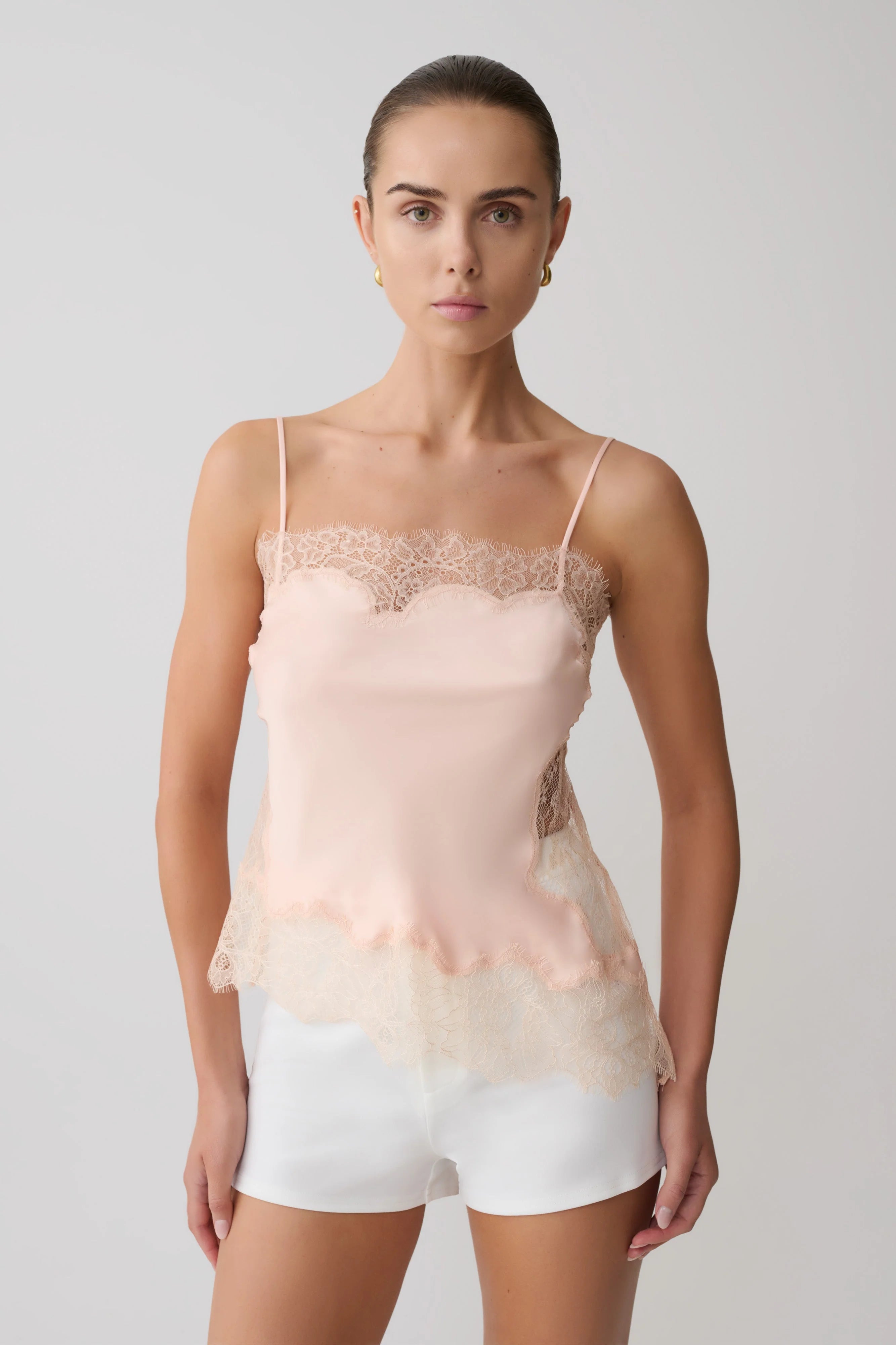 Miriam Satin Lace Camisole Peach