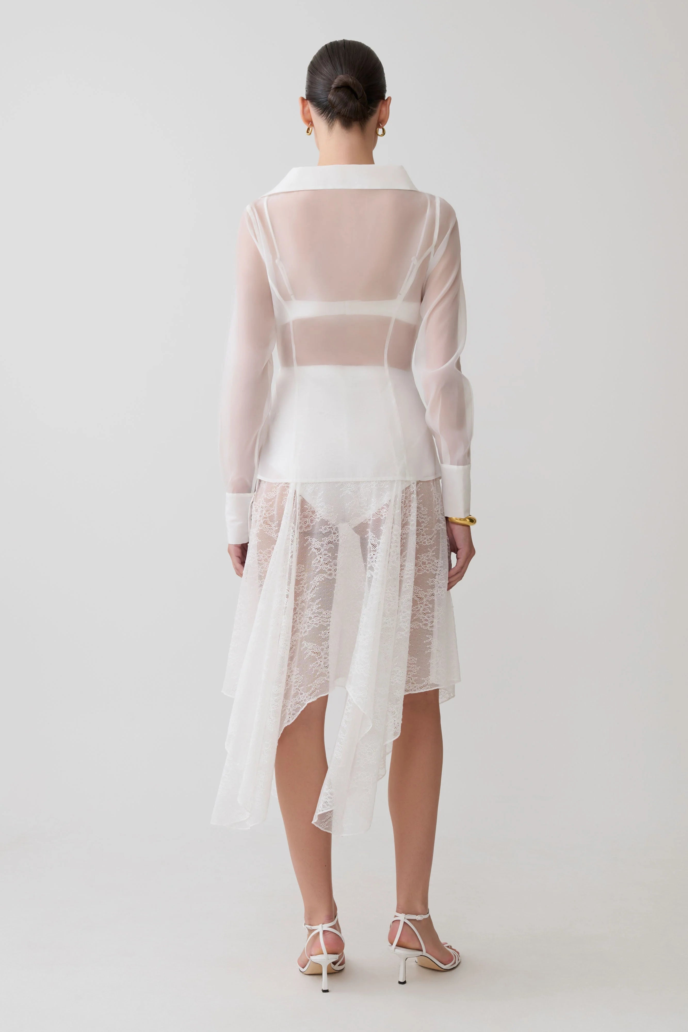 Haime Lace Hankie Midi Skirt Ivory