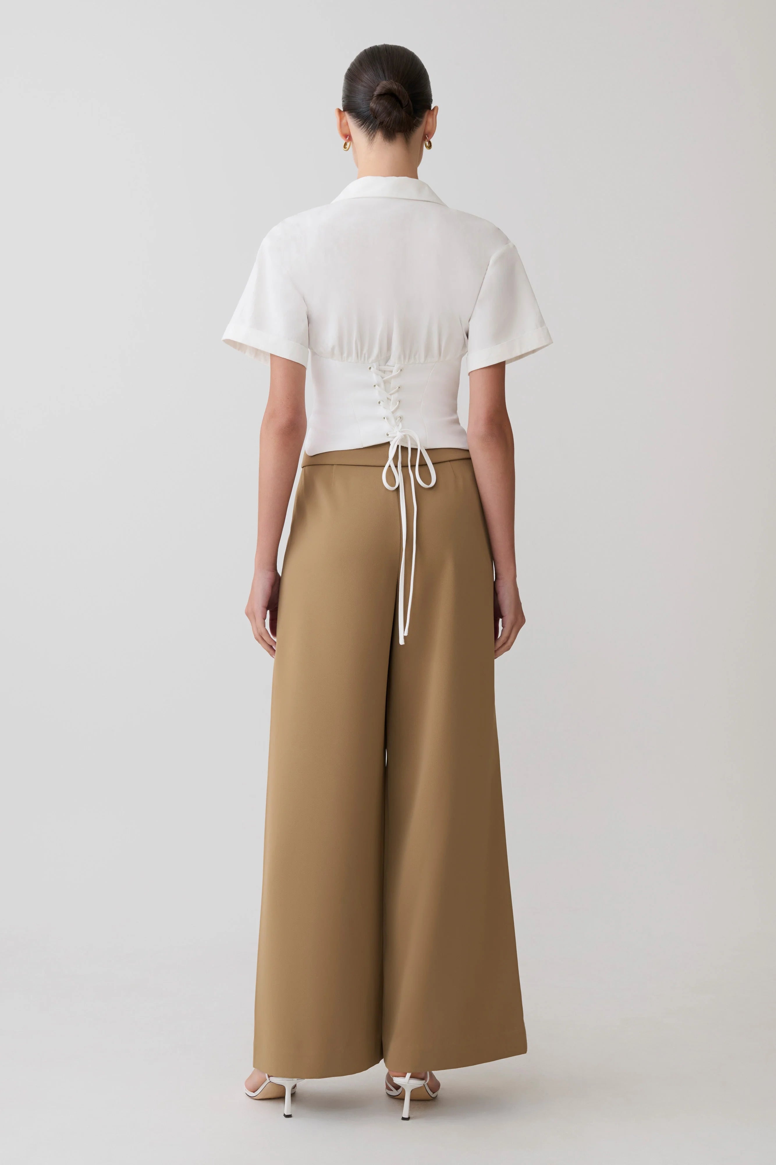 Noelia Tie Back Short Sleeve Shirt White