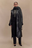 Tarah Faux Leather Trench Coat Black