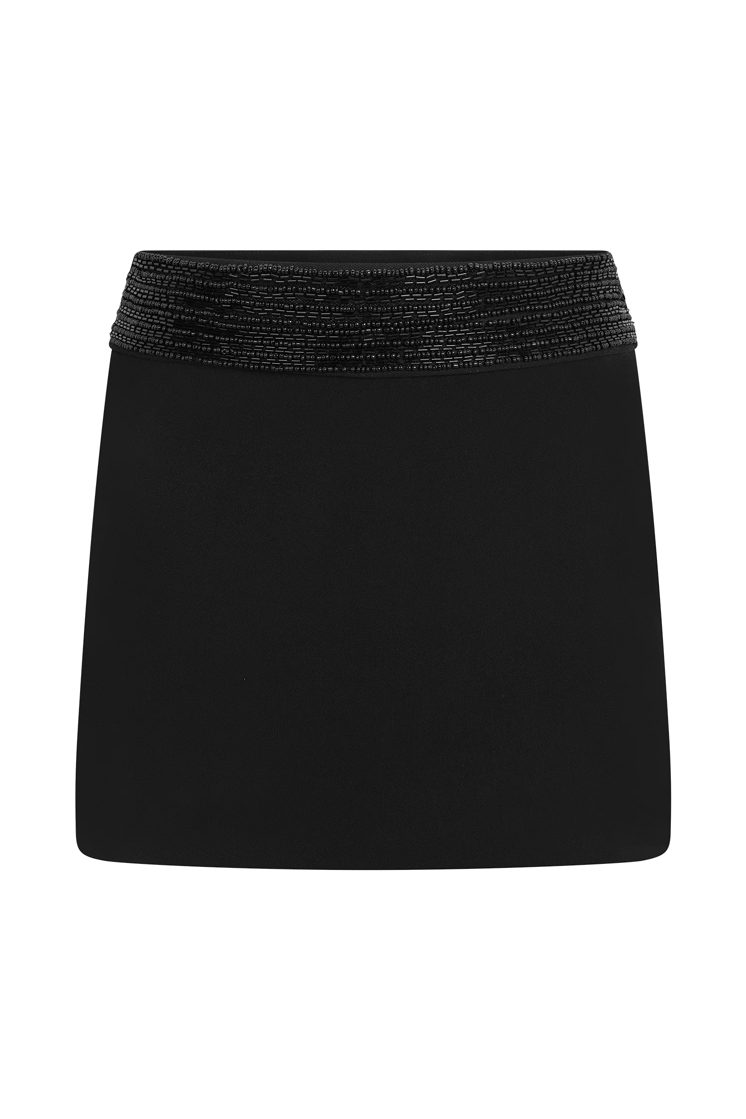 Emilia Beaded Waistband Mini Skirt Black