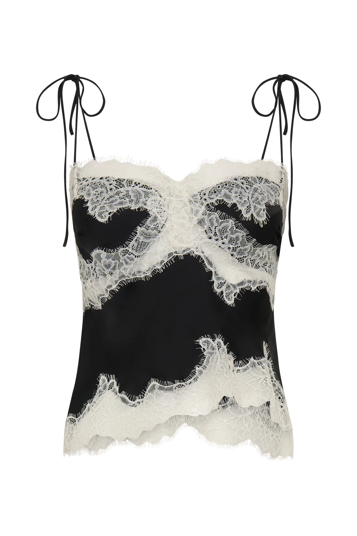 Nina Satin And Lace Camisole Black Ivory
