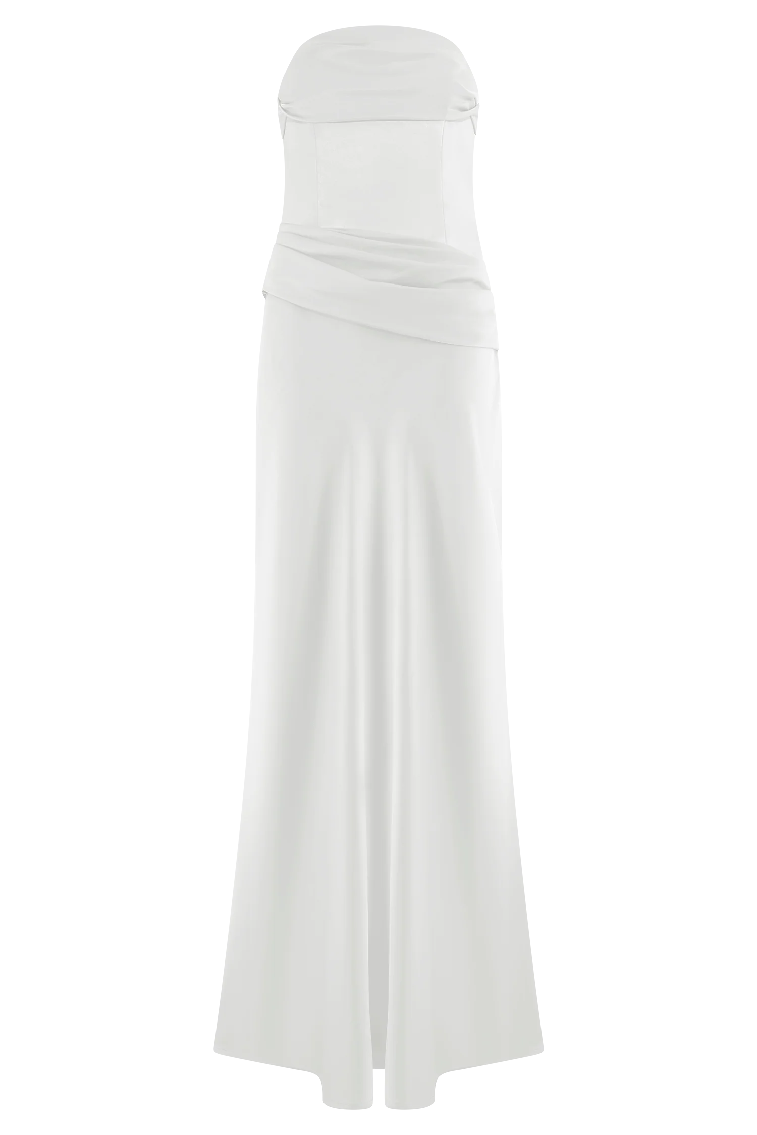 Jasmine Strapless Satin Maxi Dress White