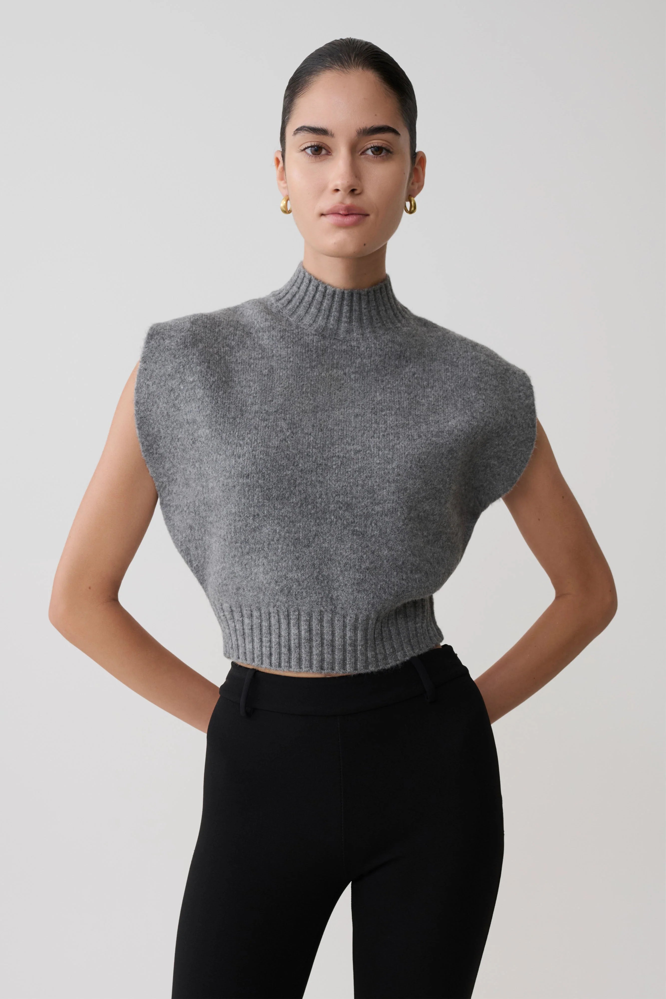 Niko Knit Oversized Top Charcoal