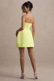 Anniston Lemon Bandeau Tailored Button Mini Dress