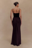 Roxanne Velvet Corset Maxi Dress Cacao Brown