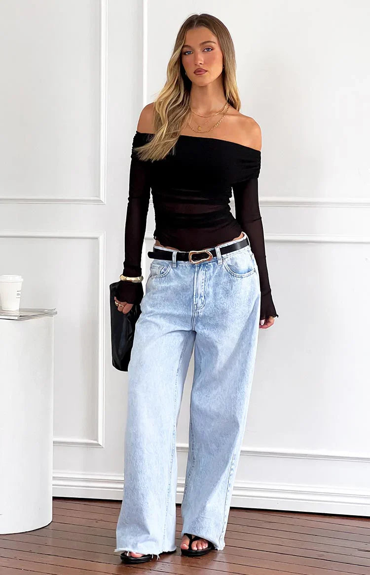 Shes Yours Light Wash Denim Wide Leg Boyfriend Jeans