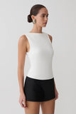 Kyra Open Back Scuba Crepe Top White