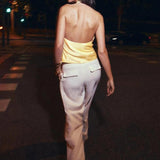 Women Halter Top Cowl Neck Backless Satin Silk Tank Tops Elegant Going Out Clubwear