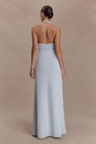 Veda Slinky Halter Maxi Dress Pale Blue