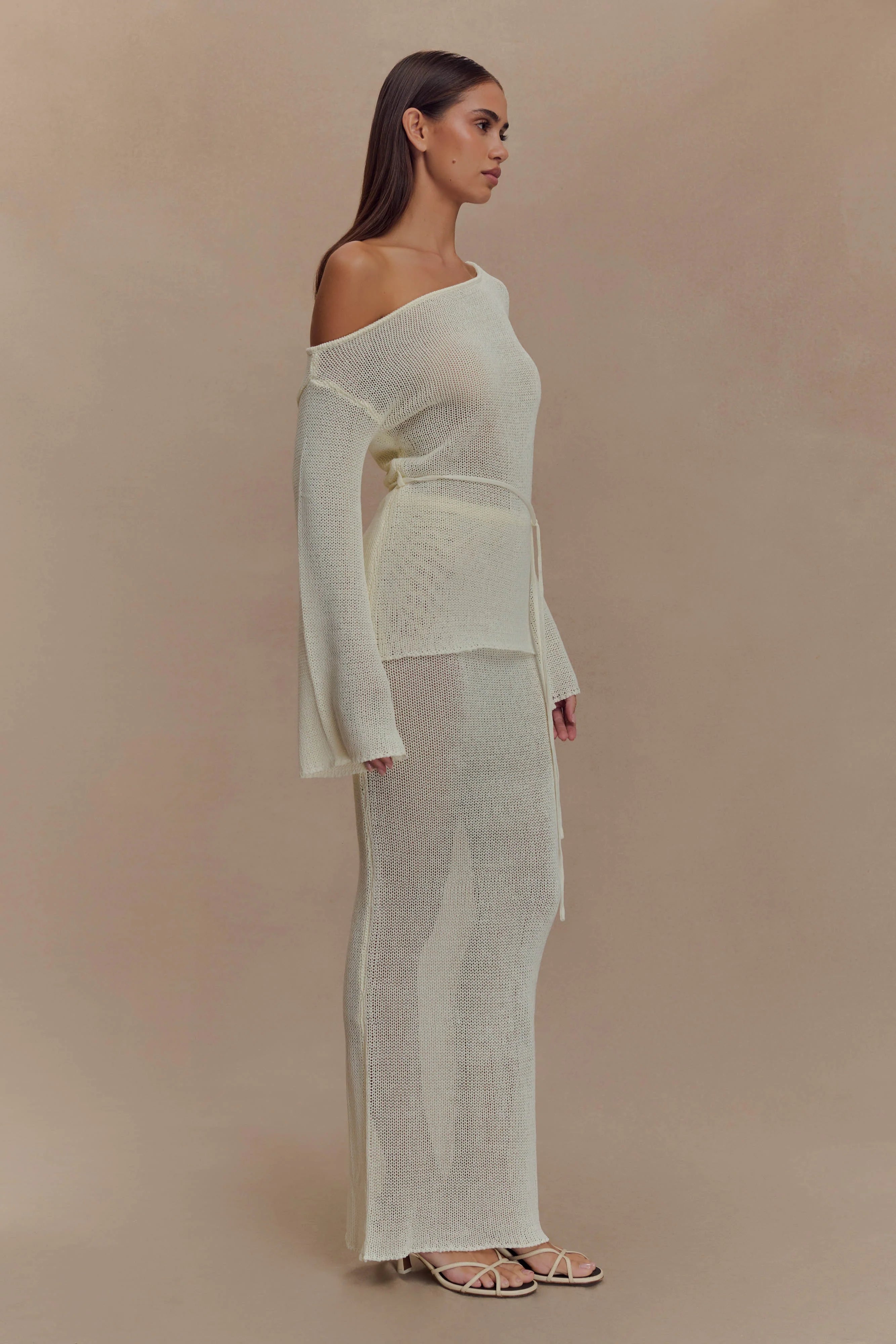 Reagan Off Shoulder Knit Top White