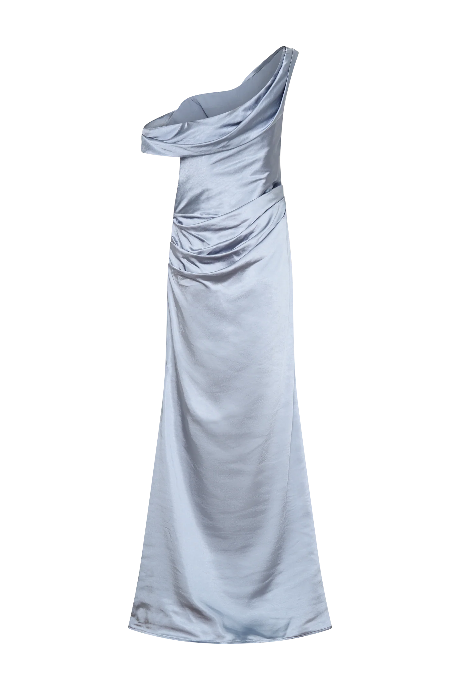 Dalia Off Shoulder Satin Maxi Dress Frosted Blue