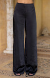 Orla Black Satin Straight Leg Pants