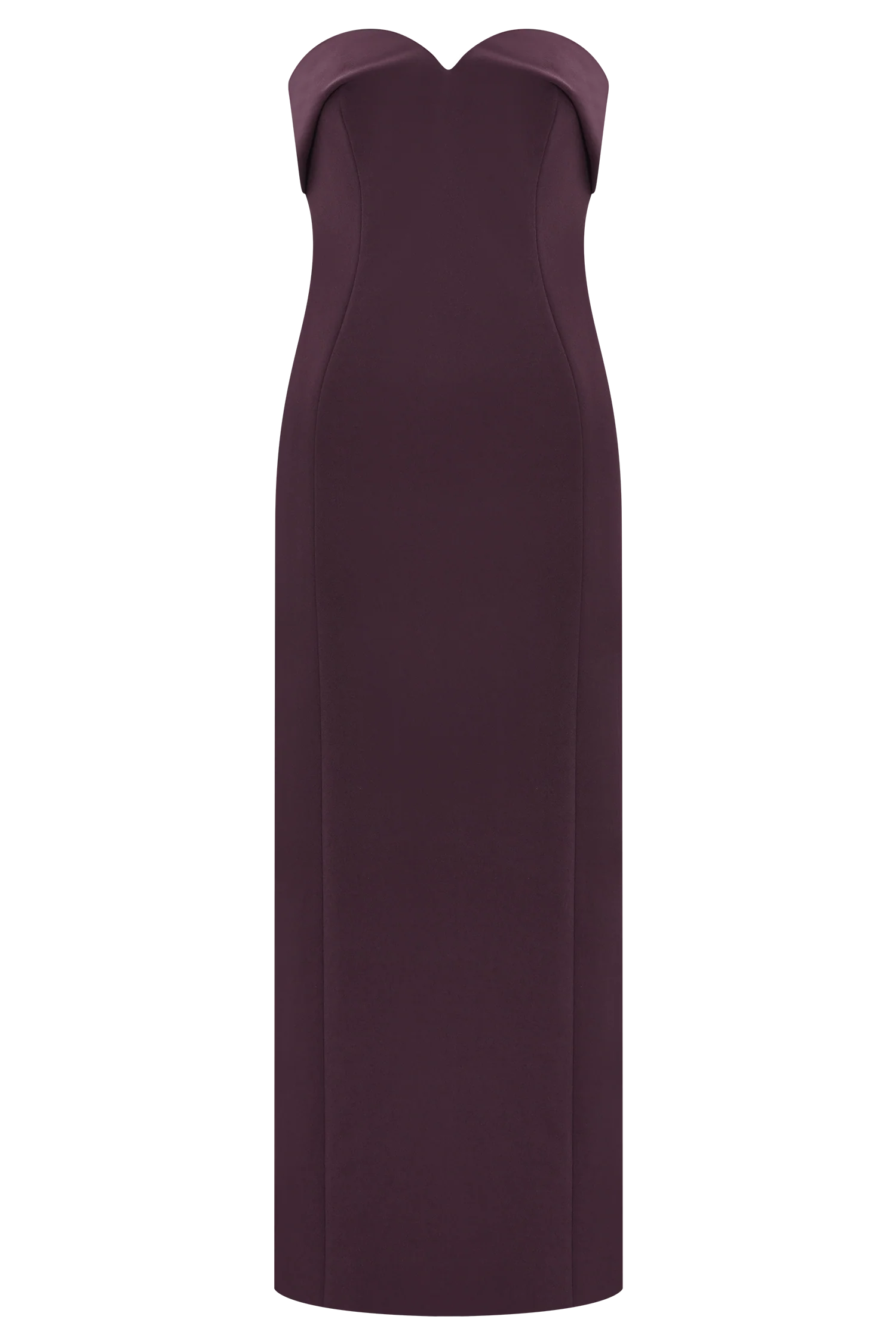 Cary Folded Strapless Crepe Midi Dress Wine