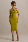 Selvina Green Cut Out Halter Neck Midi Dress