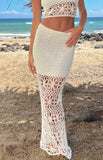 Indio White Crochet Maxi Skirt