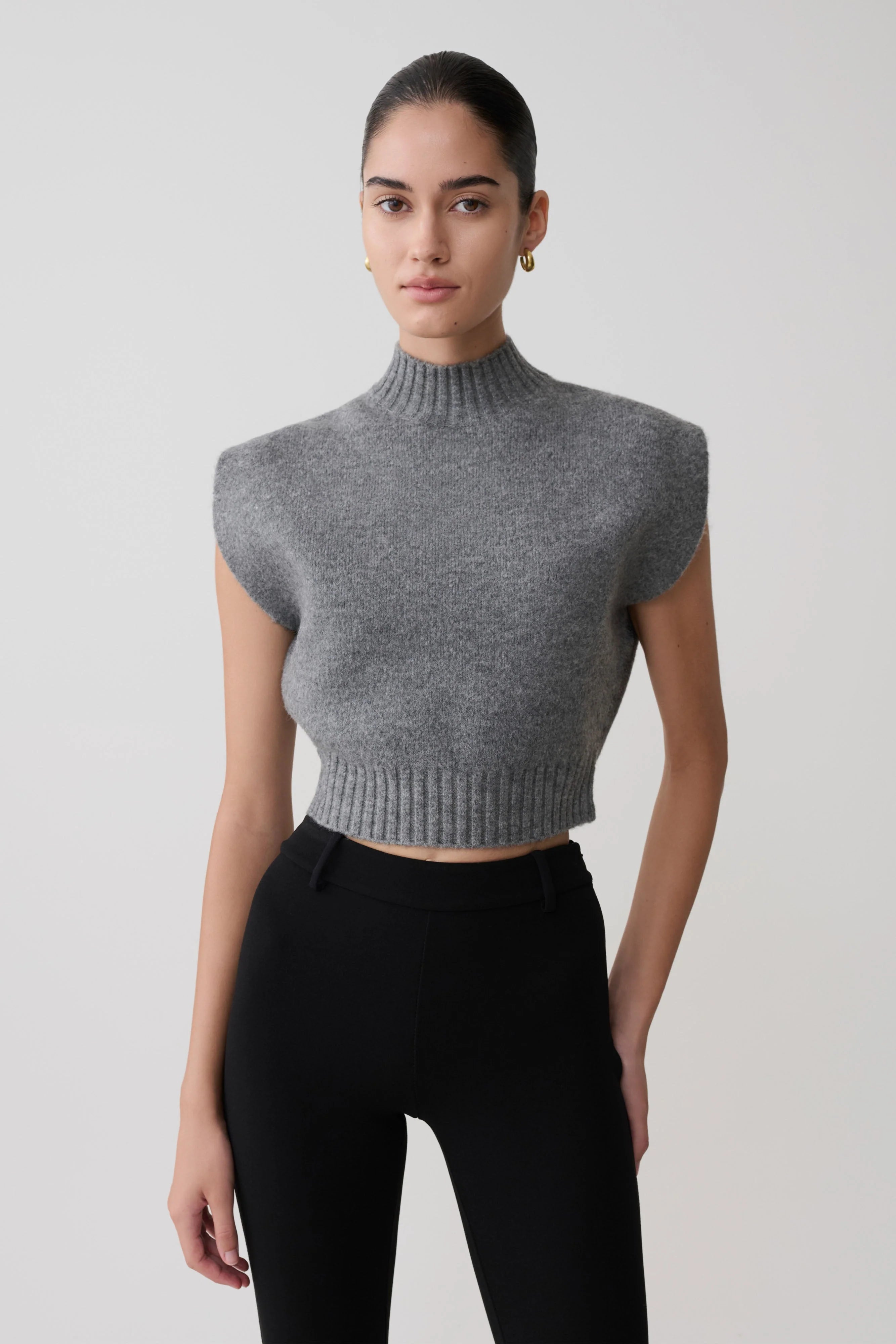 Niko Knit Oversized Top Charcoal