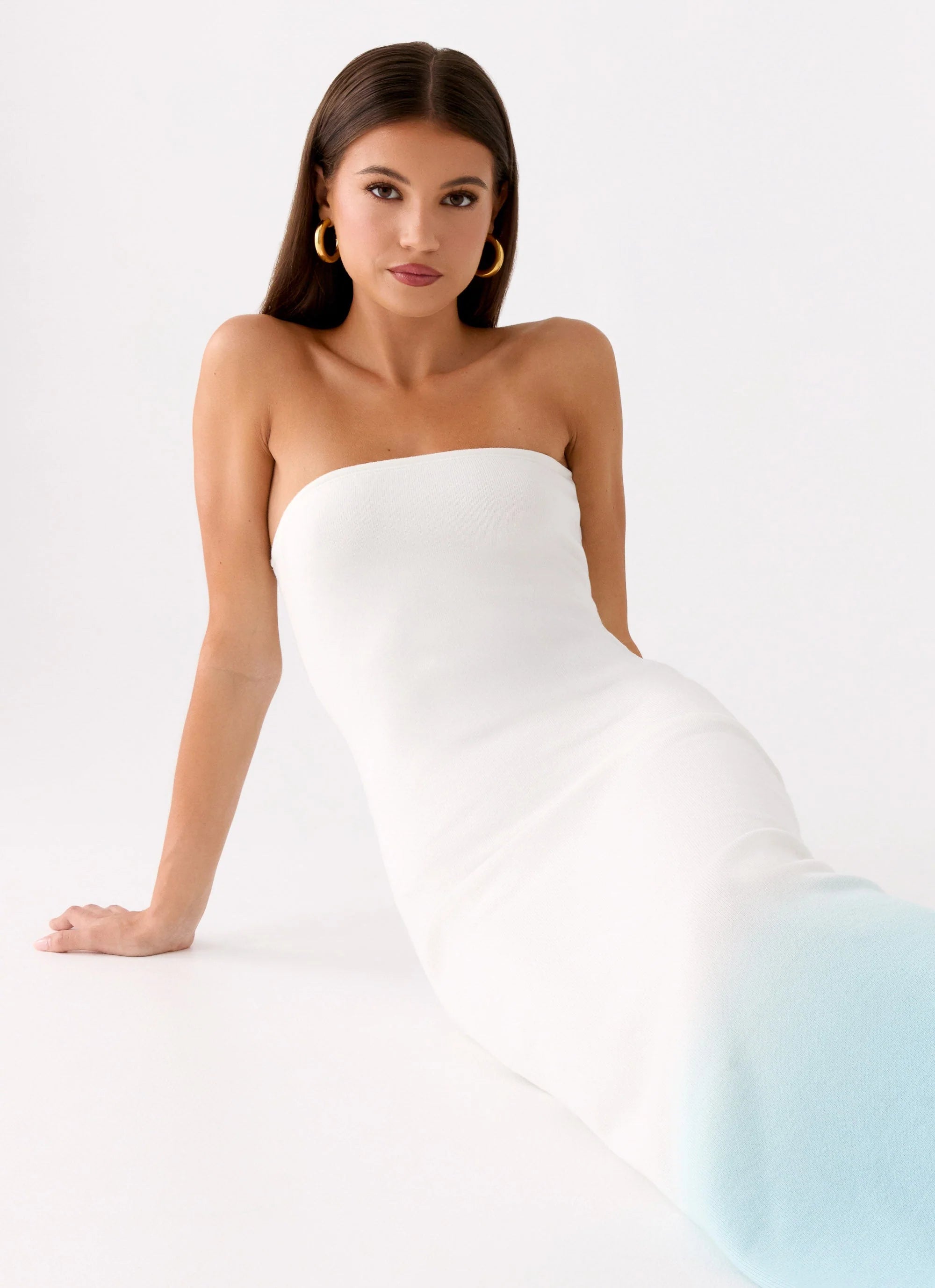 Soft Spoken Knit Maxi Dress Blue Ombre