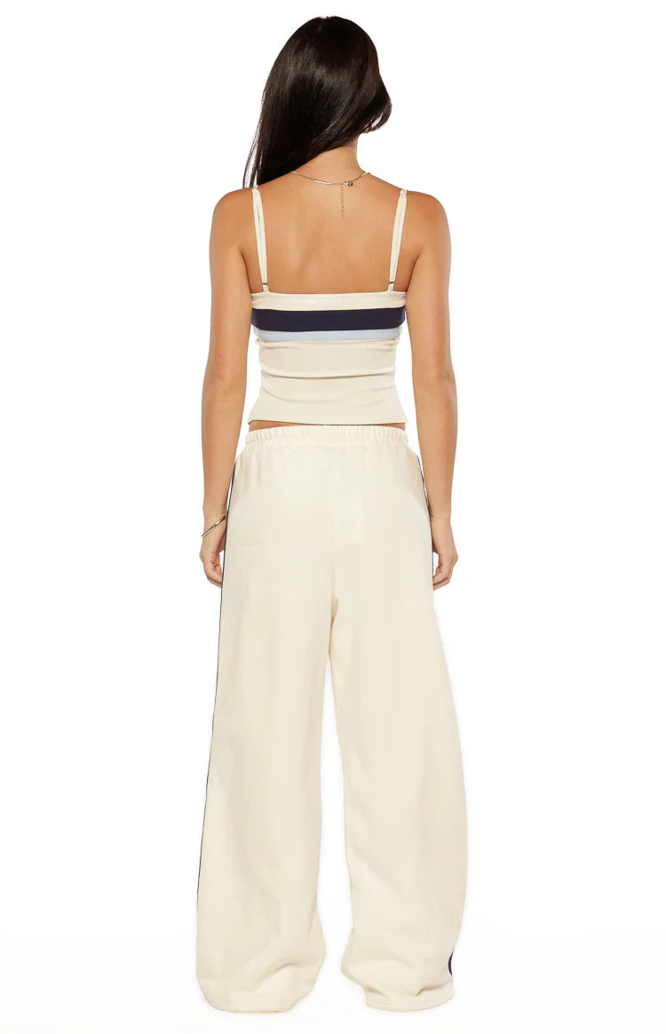 Leya White Contrast Stripe Singlet