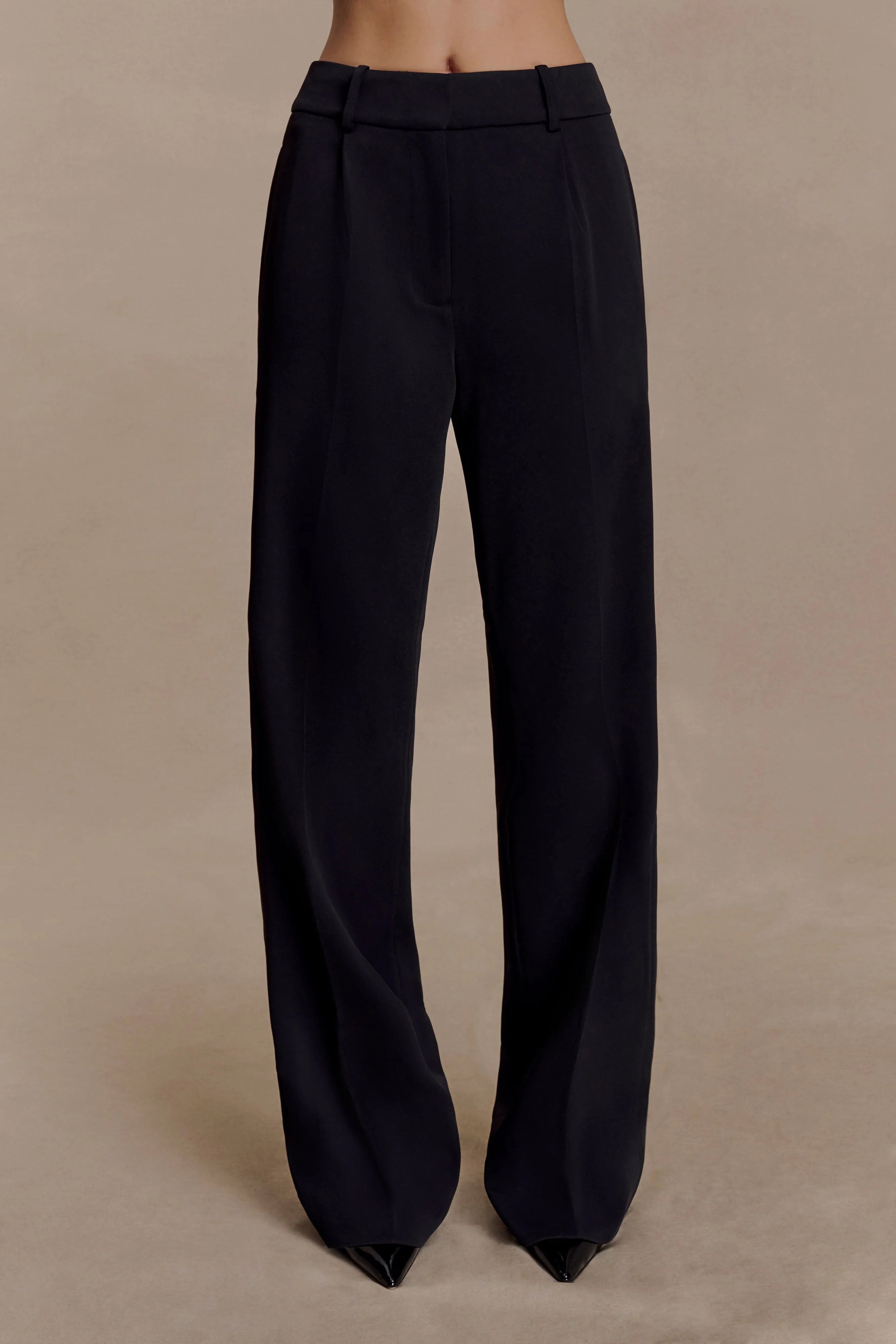 Fatima Satin Straight Leg Pant Black