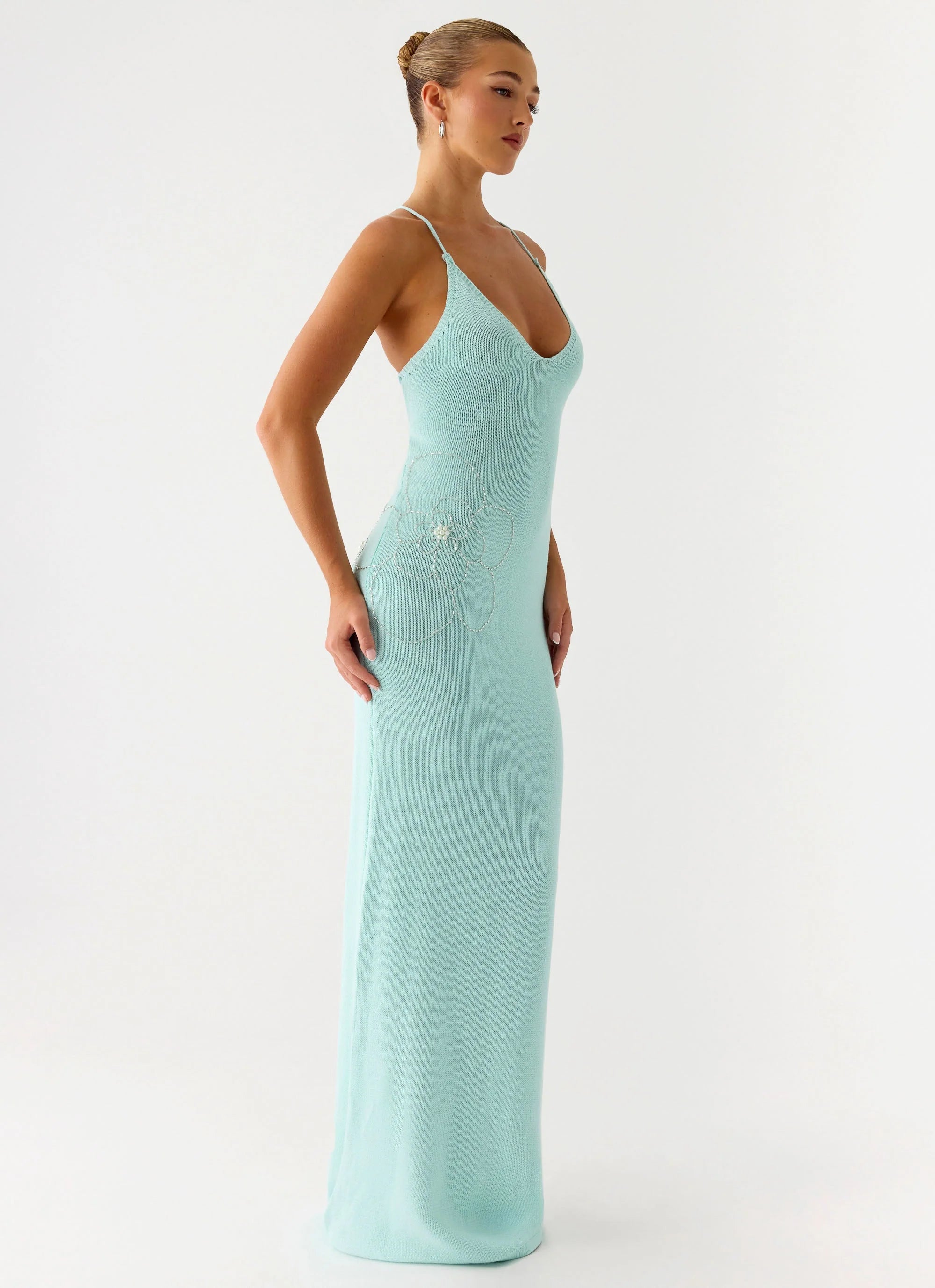 Amaya Knit Maxi Dress Aqua