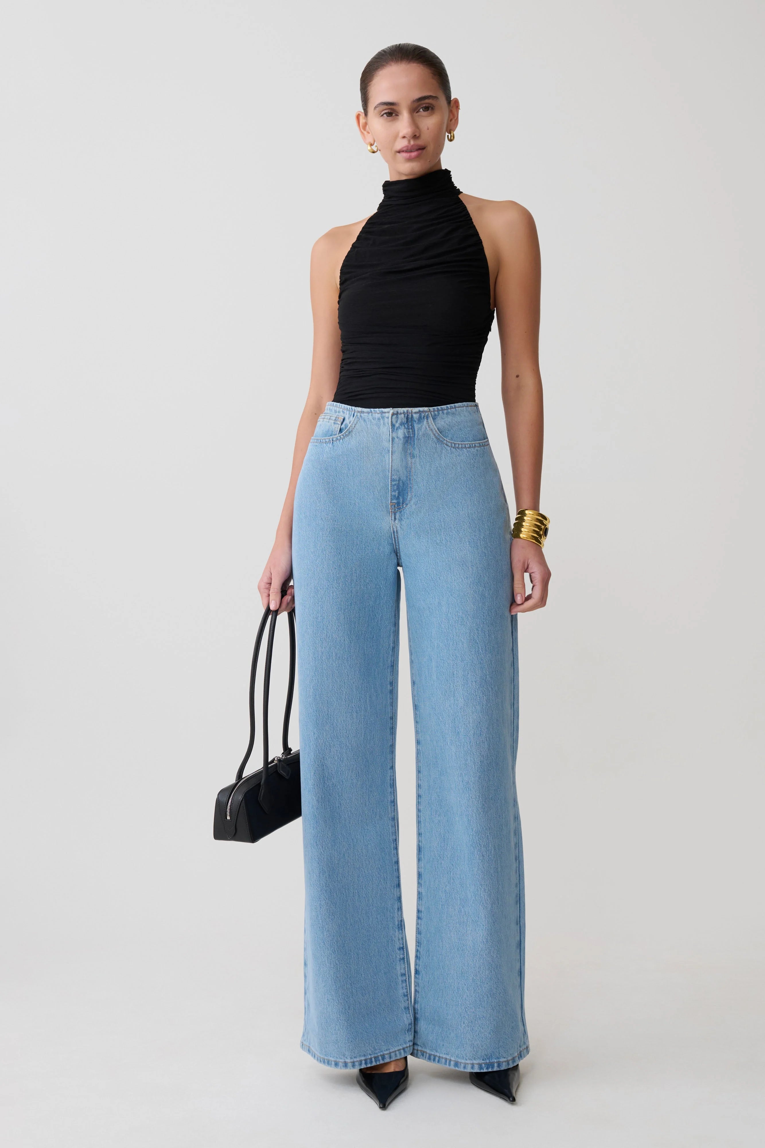 Matilda Ruched Mesh Bodysuit Black