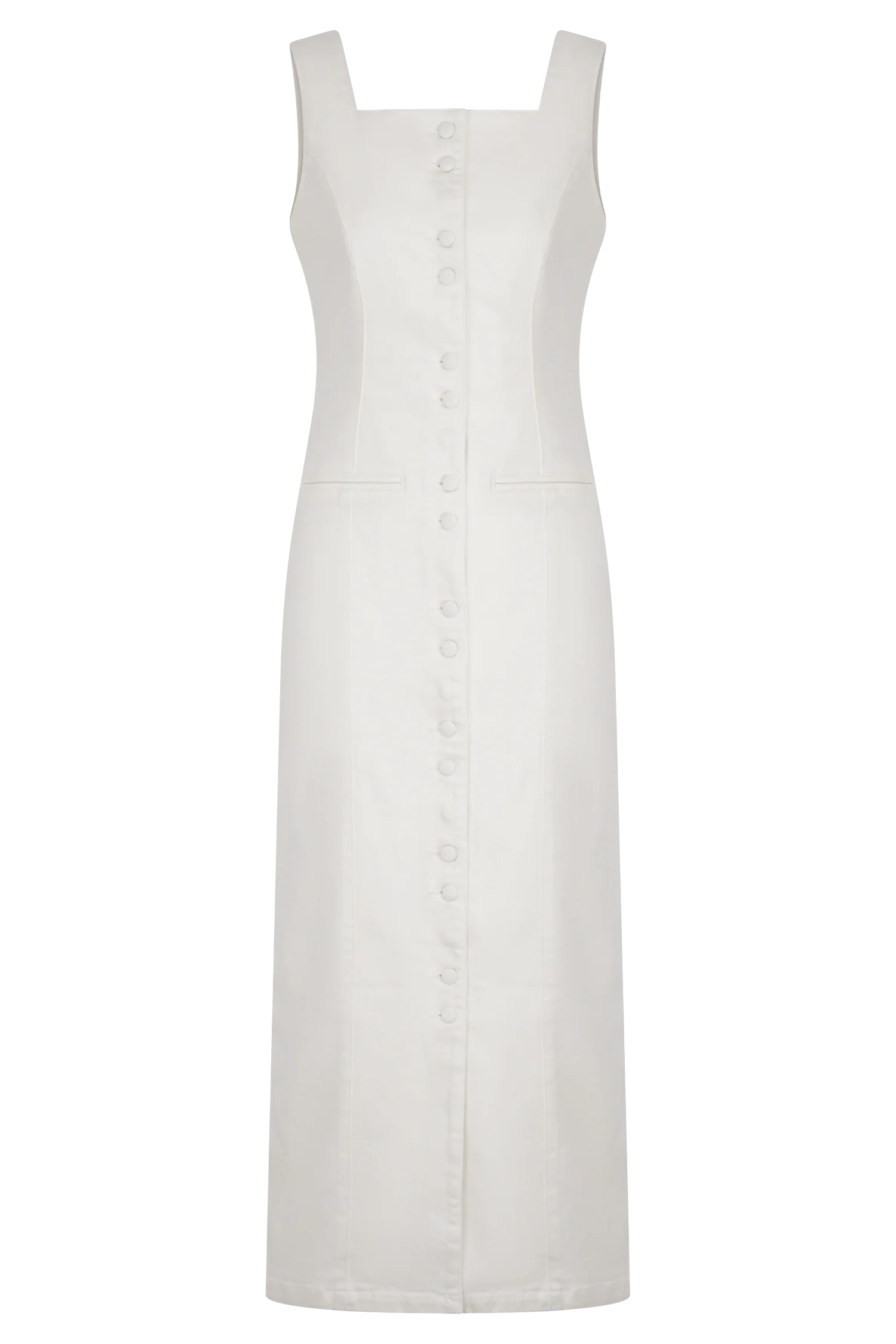Reyna Denim Midi Dress White