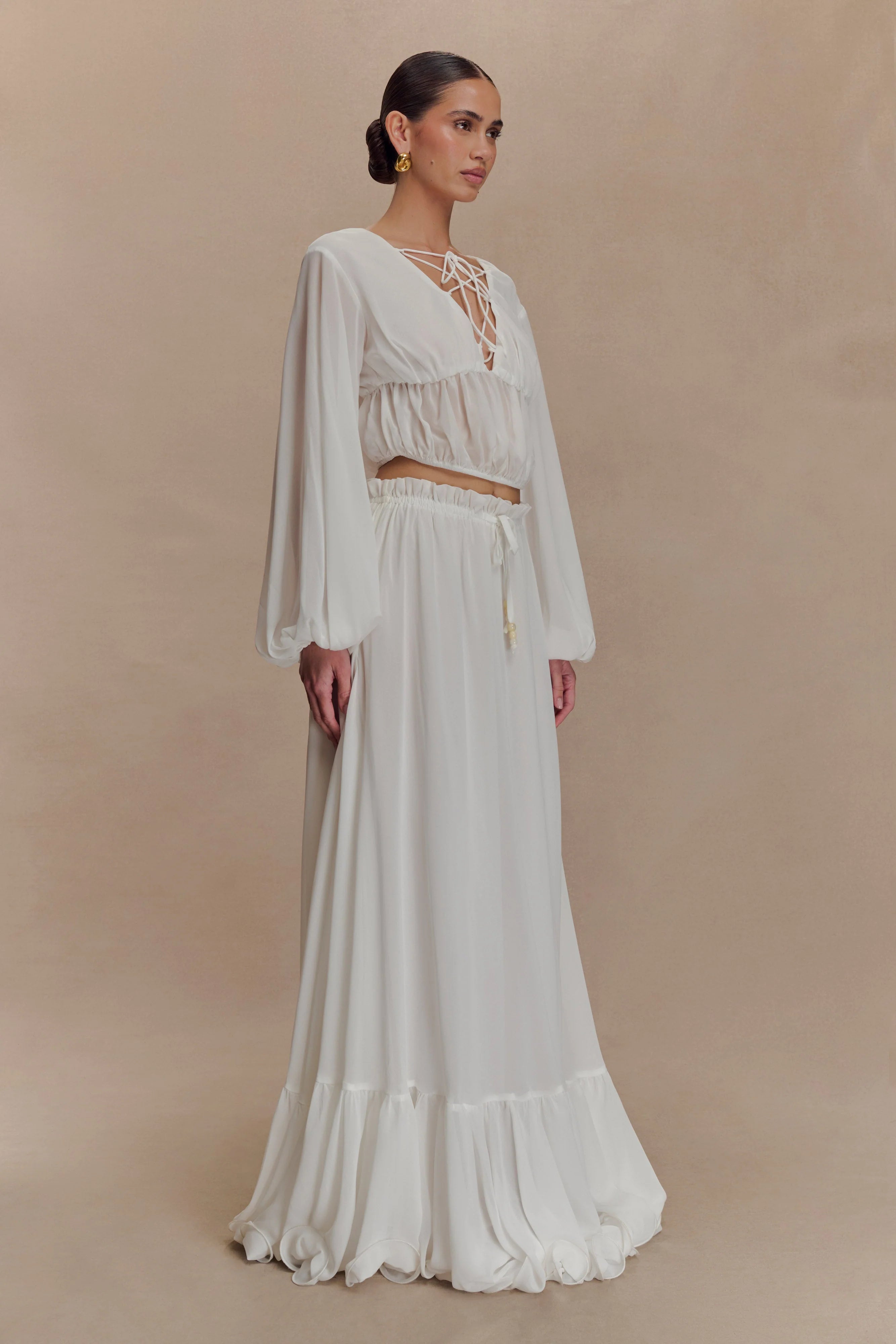Carlie Chiffon Maxi Skirt Ivory