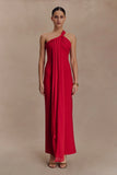 Philippa Knotted Crepe Maxi Dress Ruby