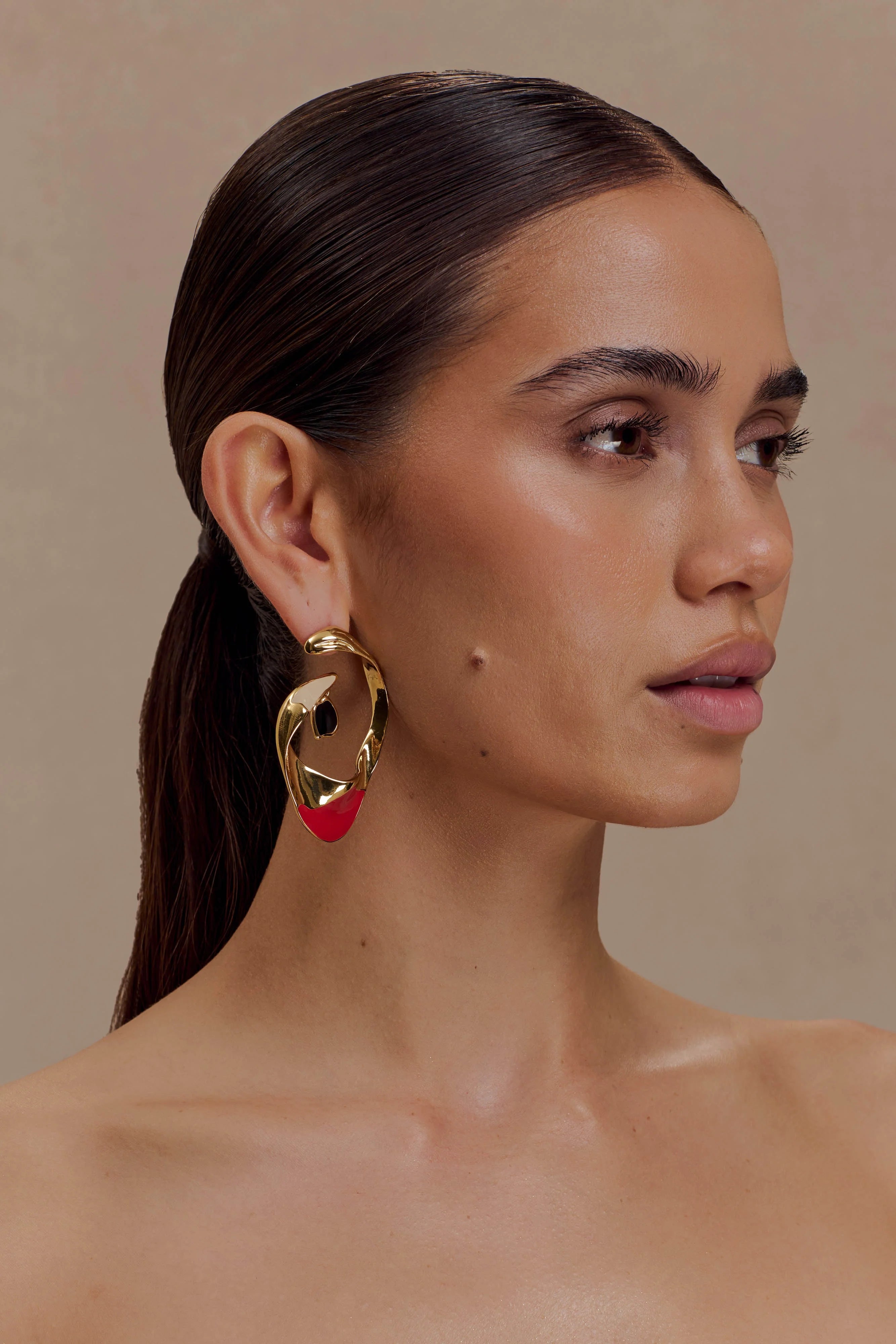 Marna Large Hoop Earrings With Stones Gold