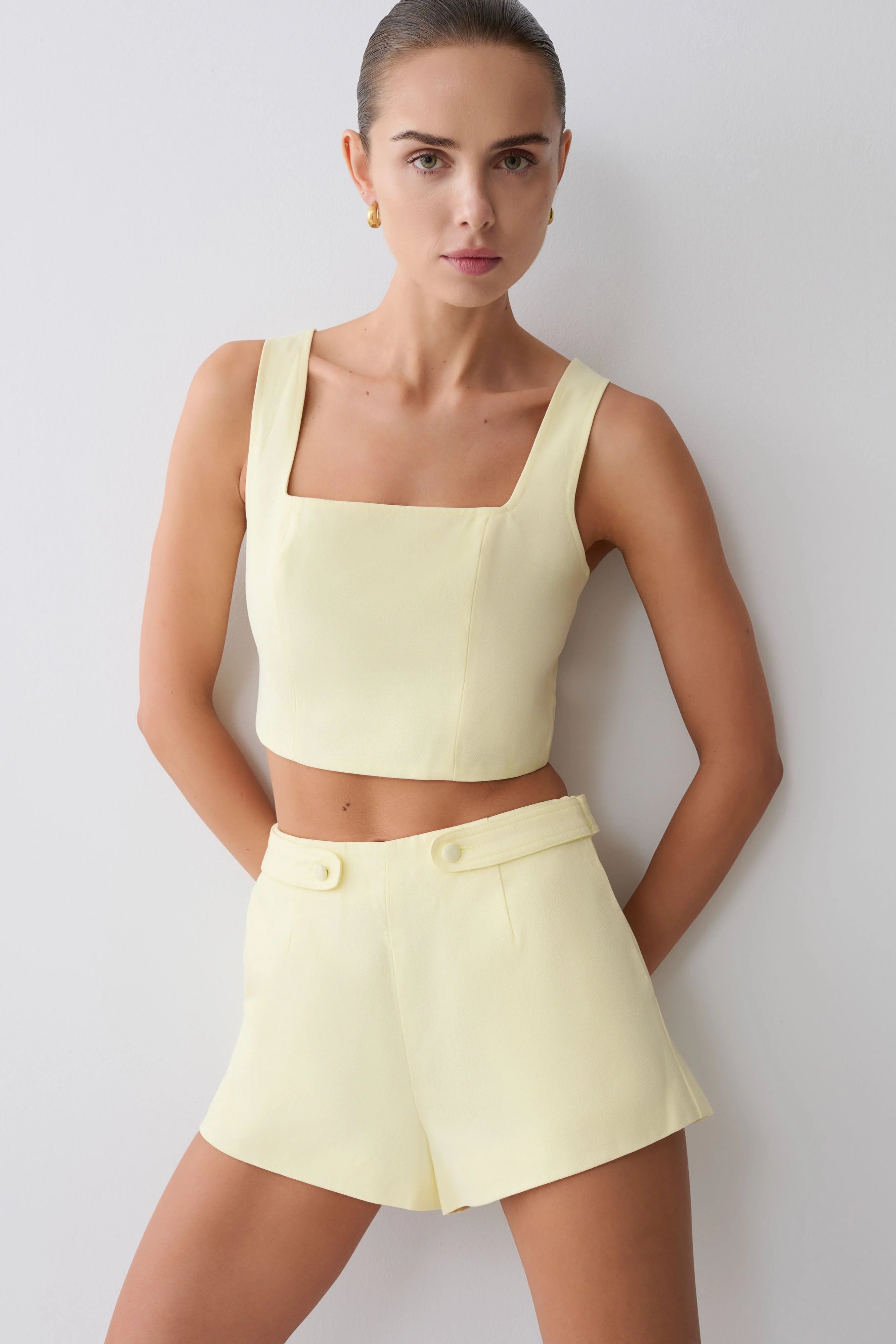 Josephine Cotton Shorts With Waistbands Lemon
