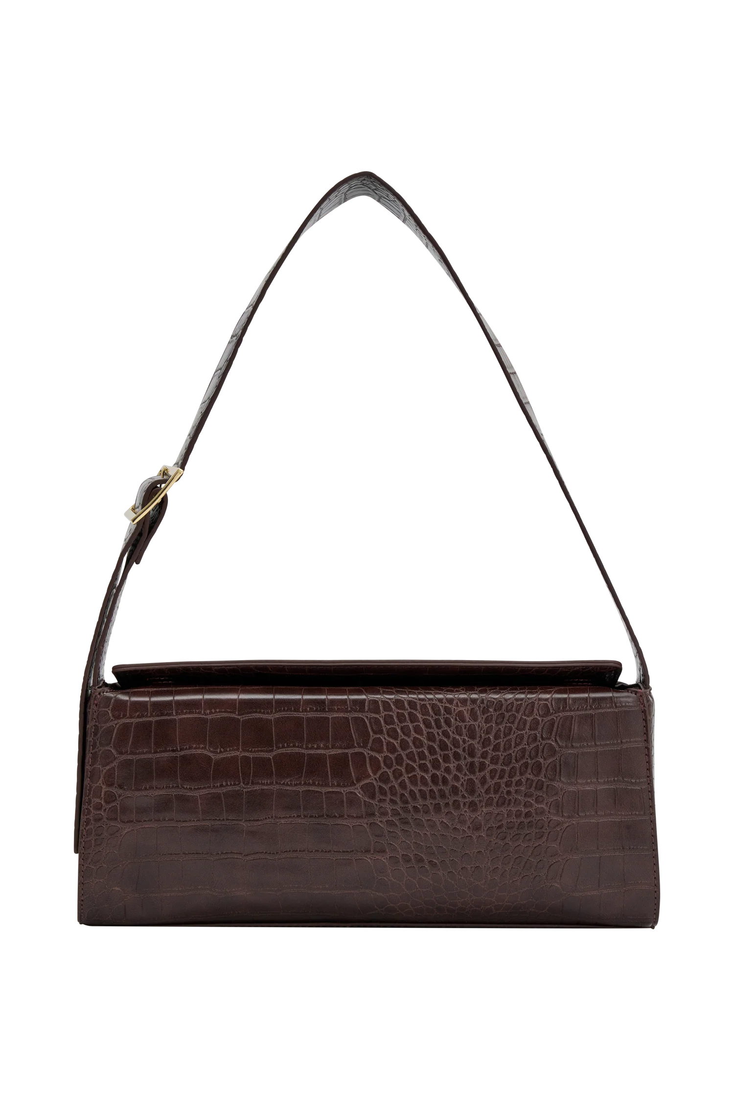 Maria Faux Leather Crocodile Shoulder Bag Chocolate