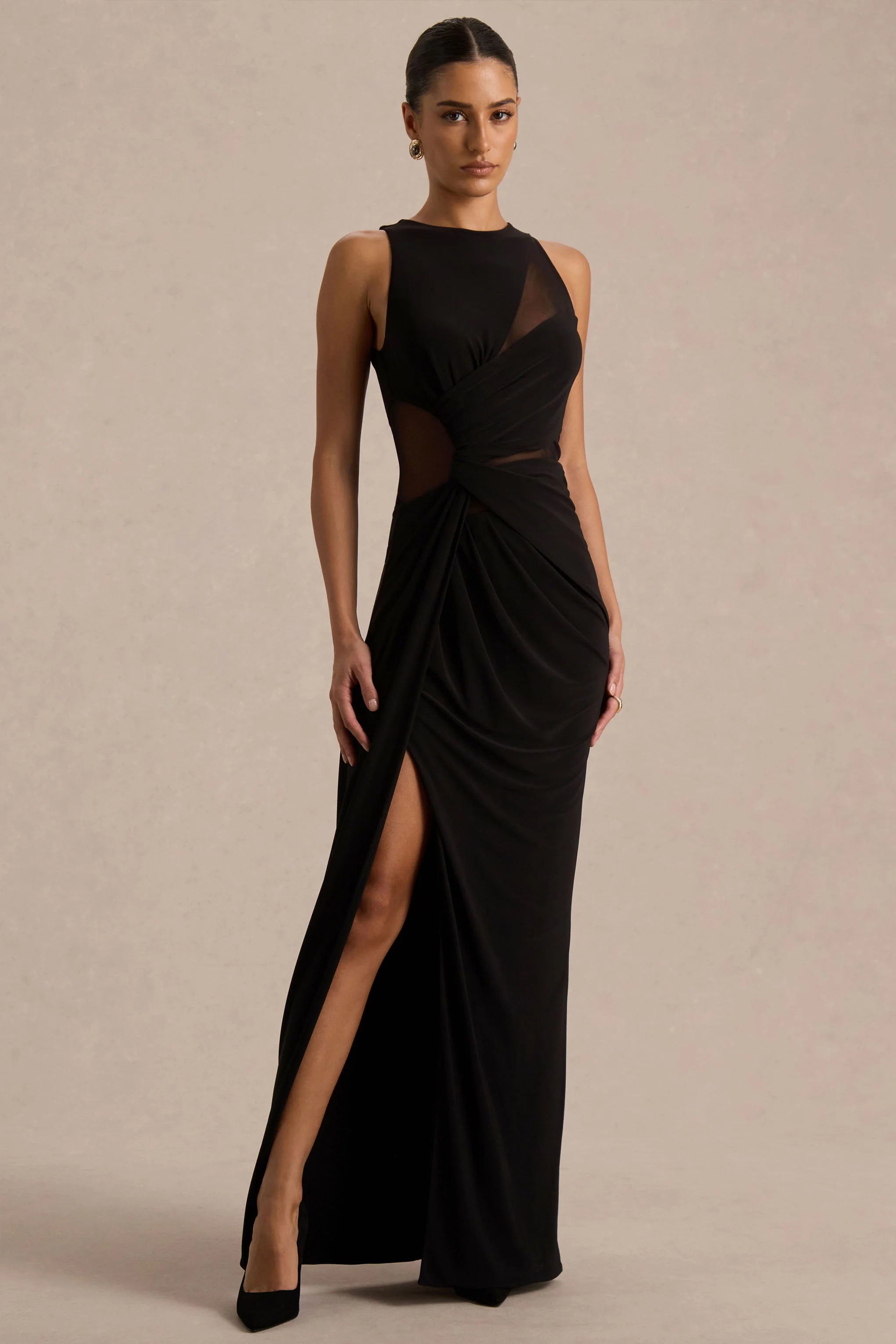 Opaline Black Crew Neck Maxi Dress