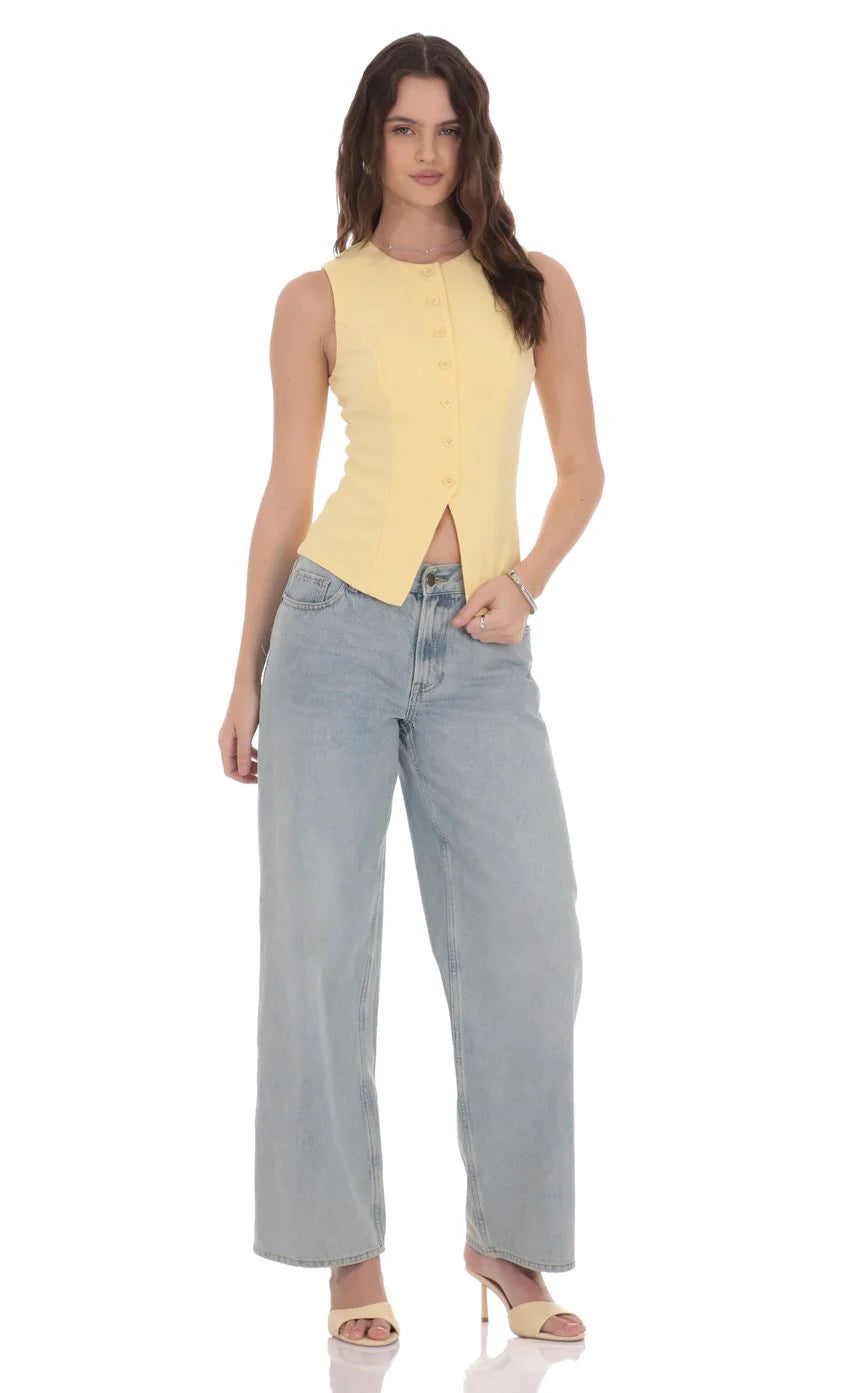 High Neck Vest in Yellow