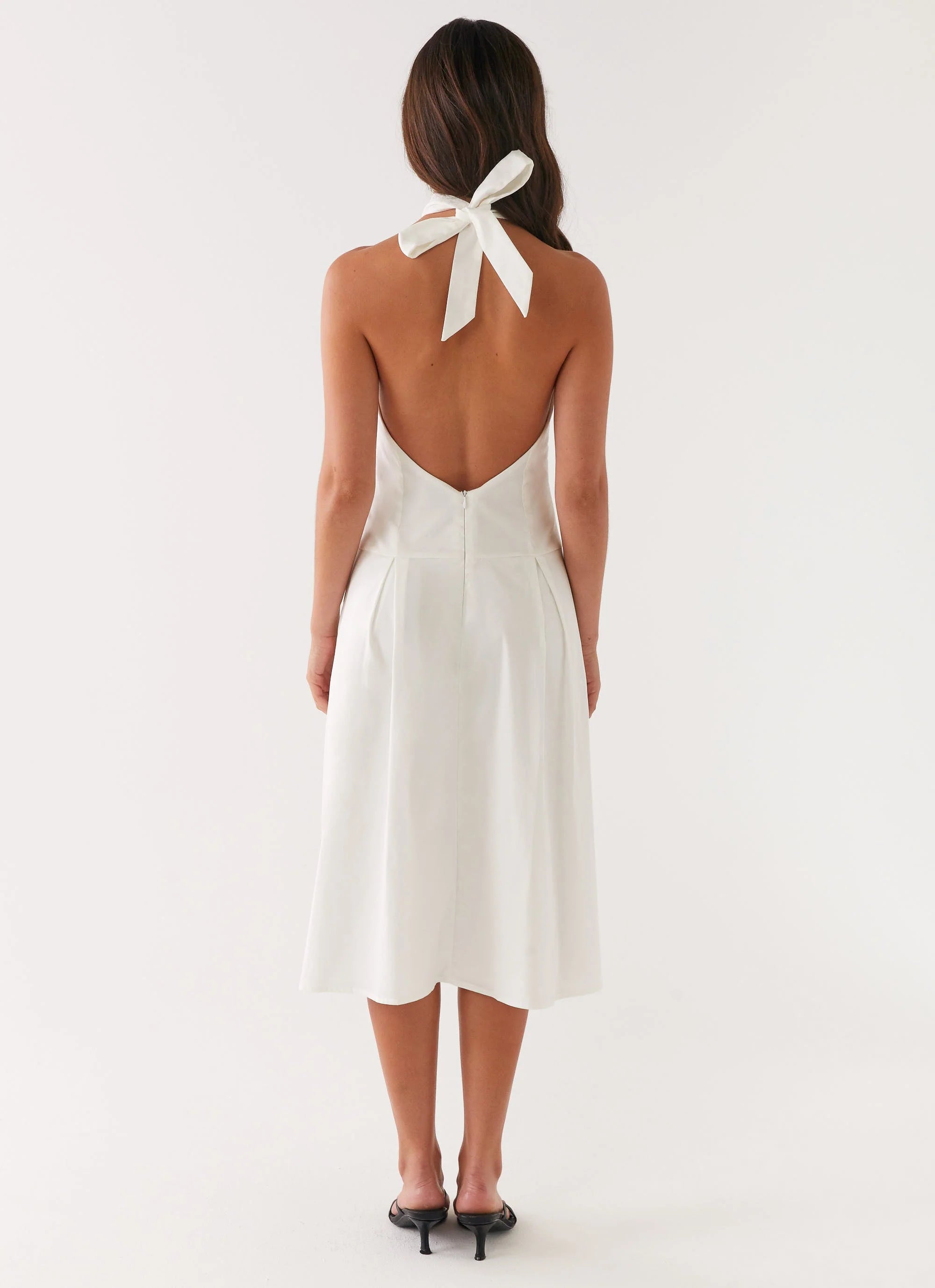 Calla Halter Midi Dress White