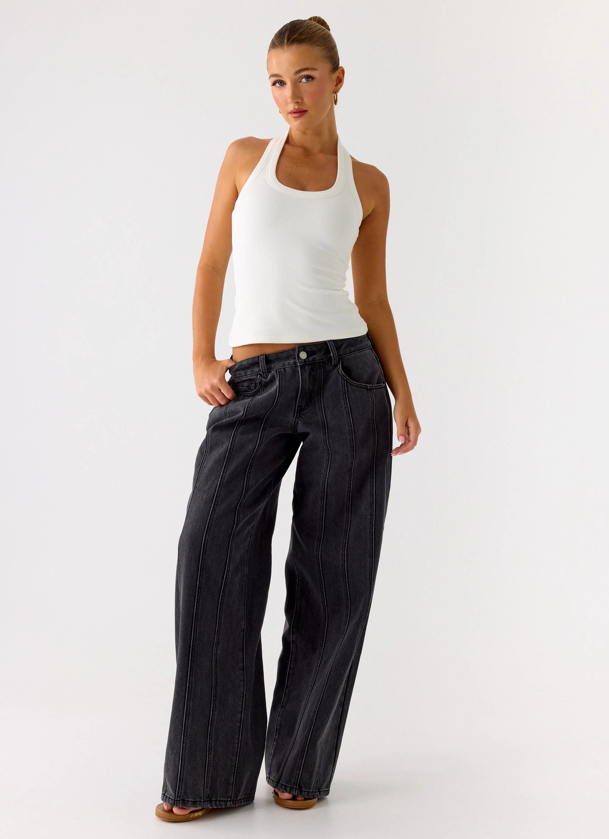 Nauton Ribbed Halter Top White