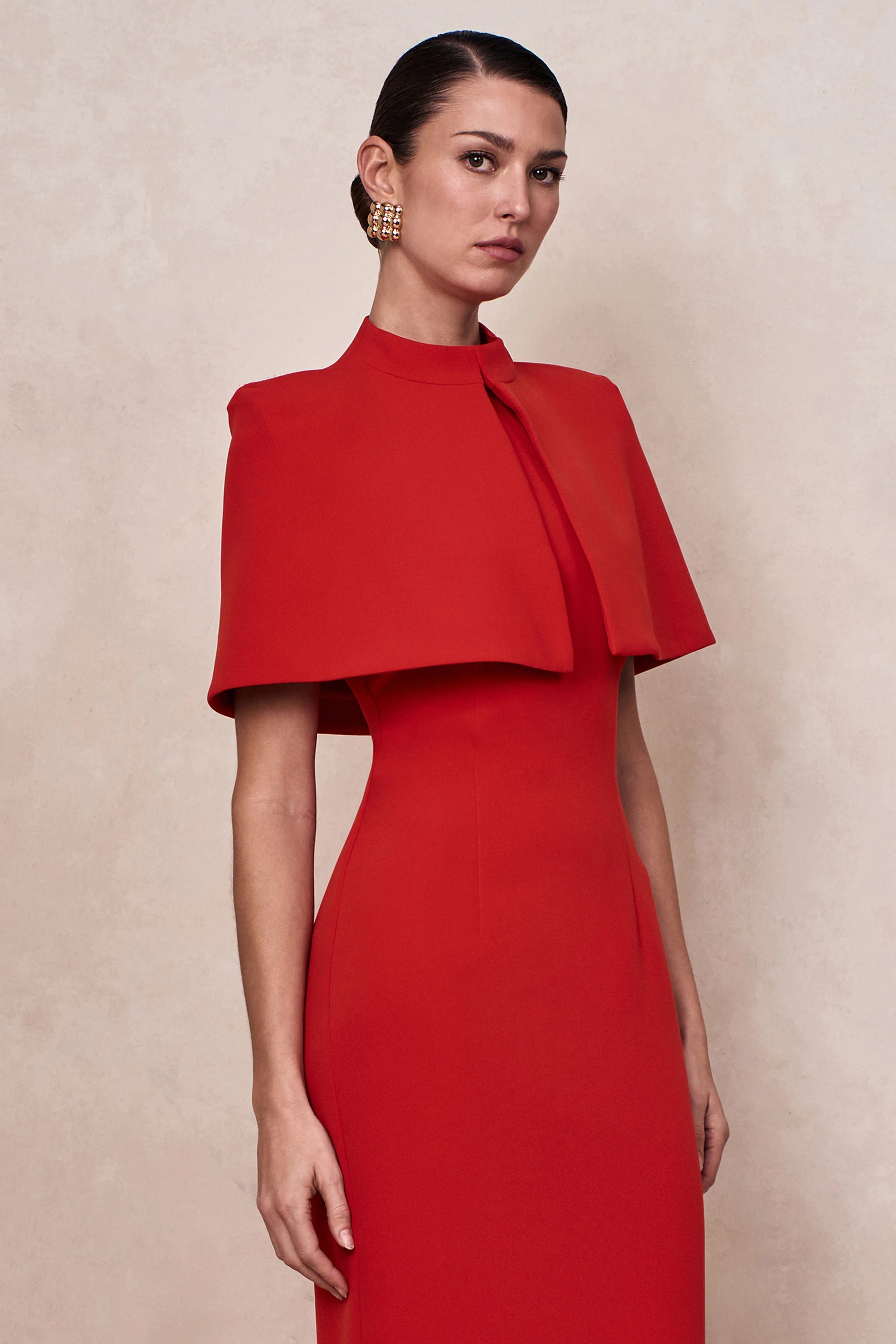 Deva Red High Neck Cape