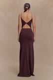 Reama Wrap Over Knit Maxi Dress Chocolate
