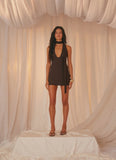 Melisande Scarf Neck Mini Dress Cool Chocolate