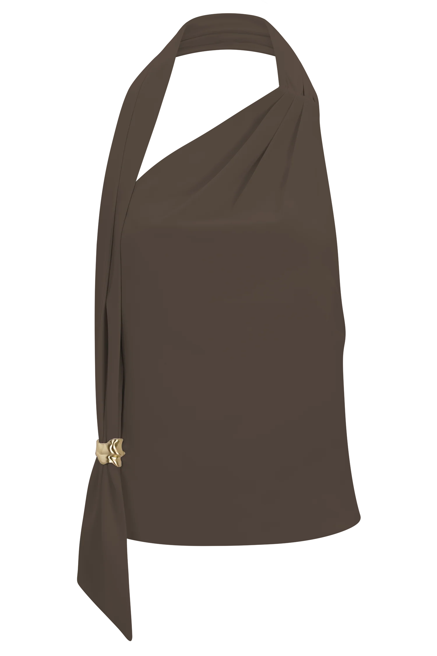 Marina Halter Top With Hardware Cacao Brown