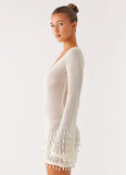 Majestic Beaded Crochet Mini Dress Ivory