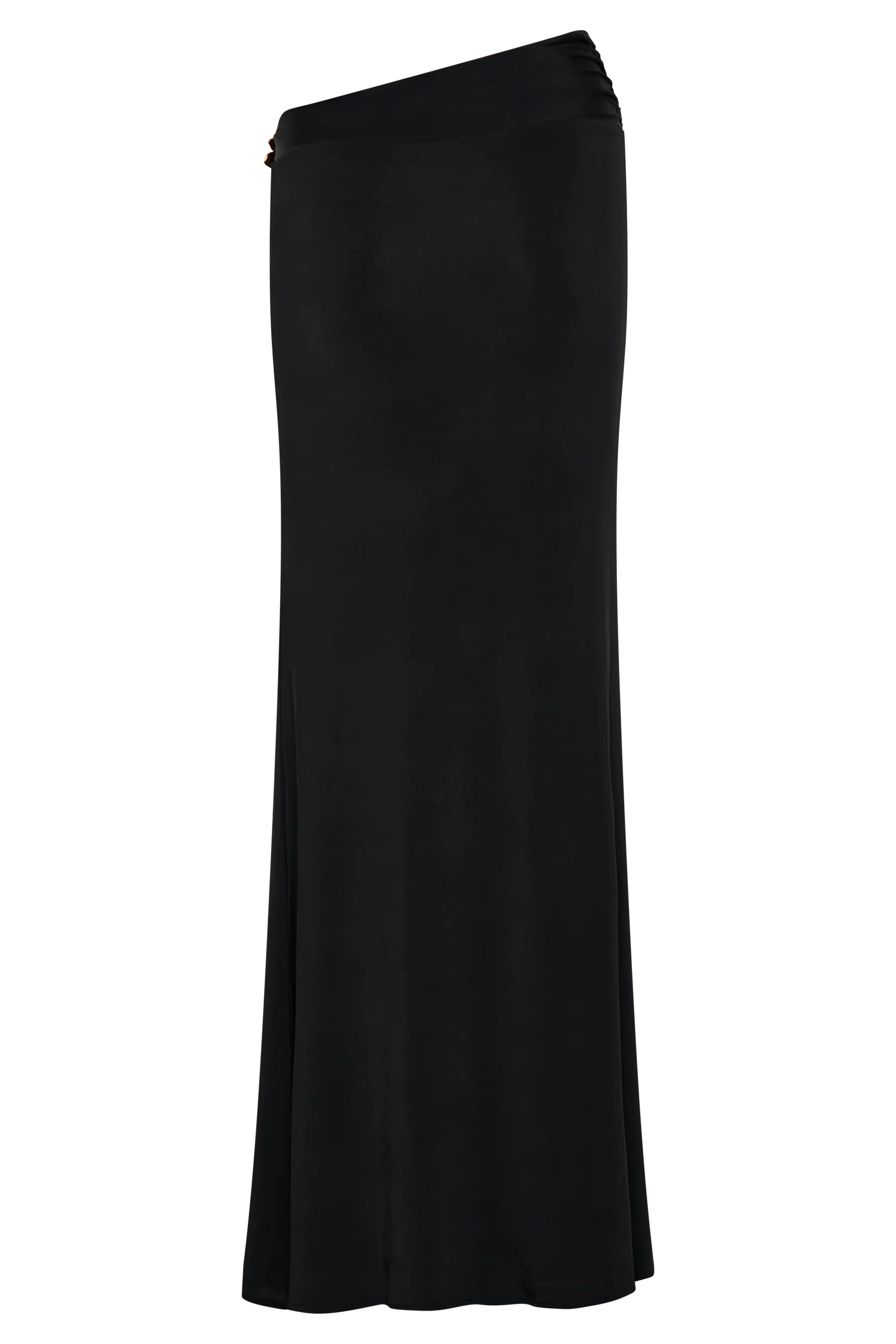 Ainsley Asymmetrical Maxi Skirt With Floral Hardware Black
