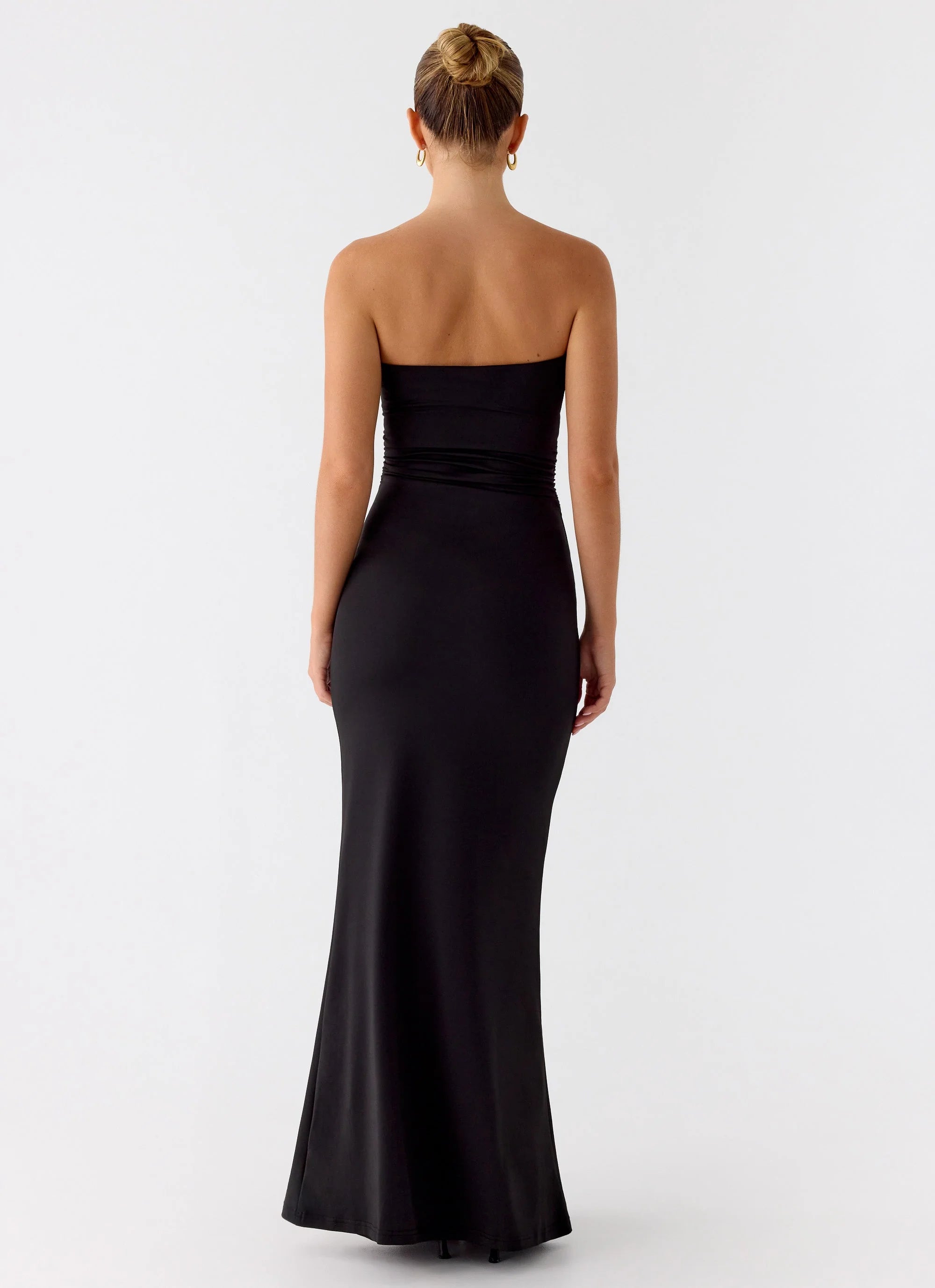 Metal Heart Strapless Maxi Dress Black