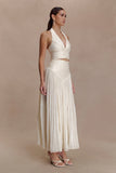 Makena Gathered Midi Skirt Opal White