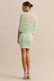 Merisse Mint Bandeau Mini Dress With Ruched Detailing