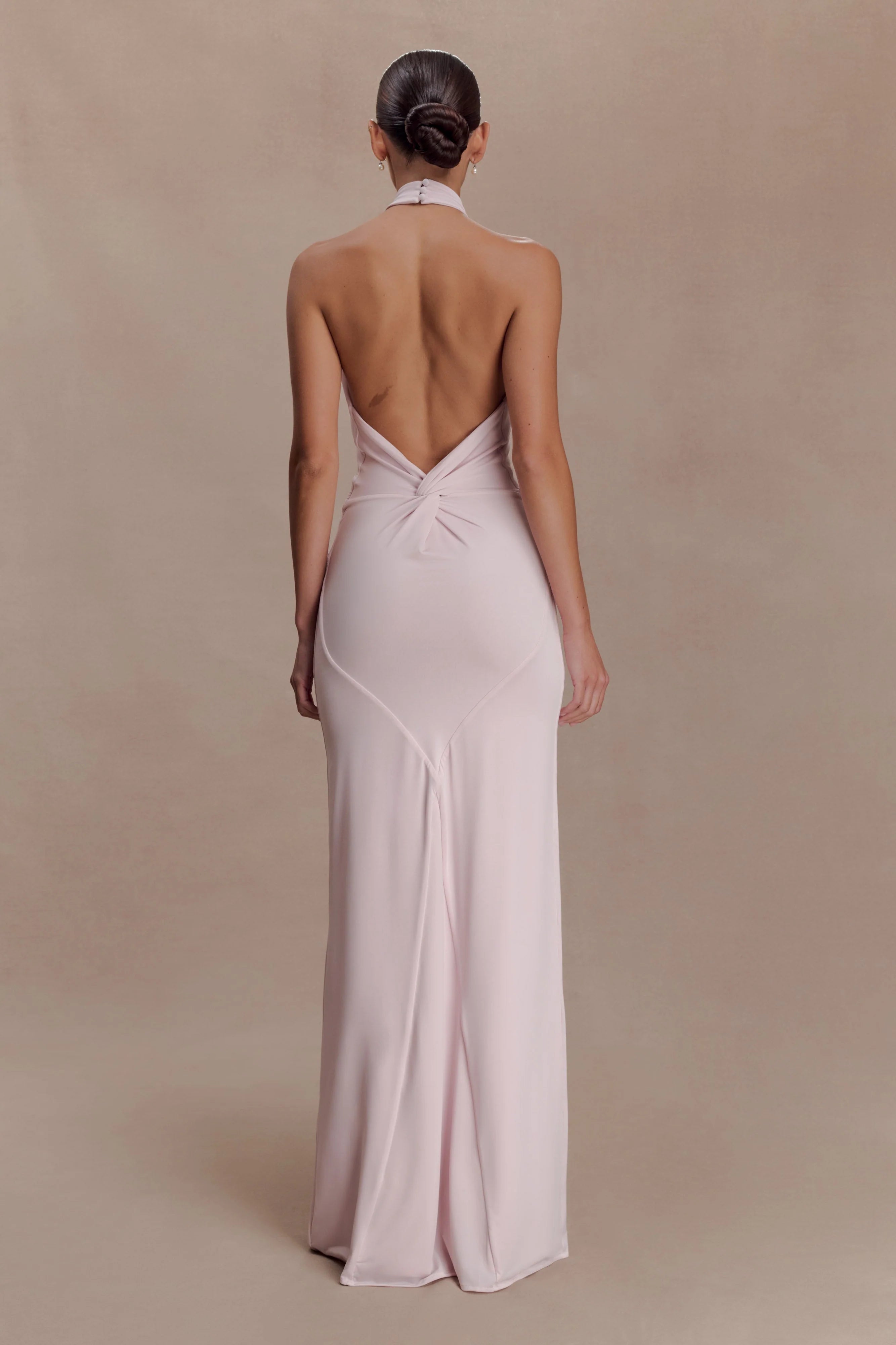 Elyna Slinky Halter Maxi Dress Pale Pink