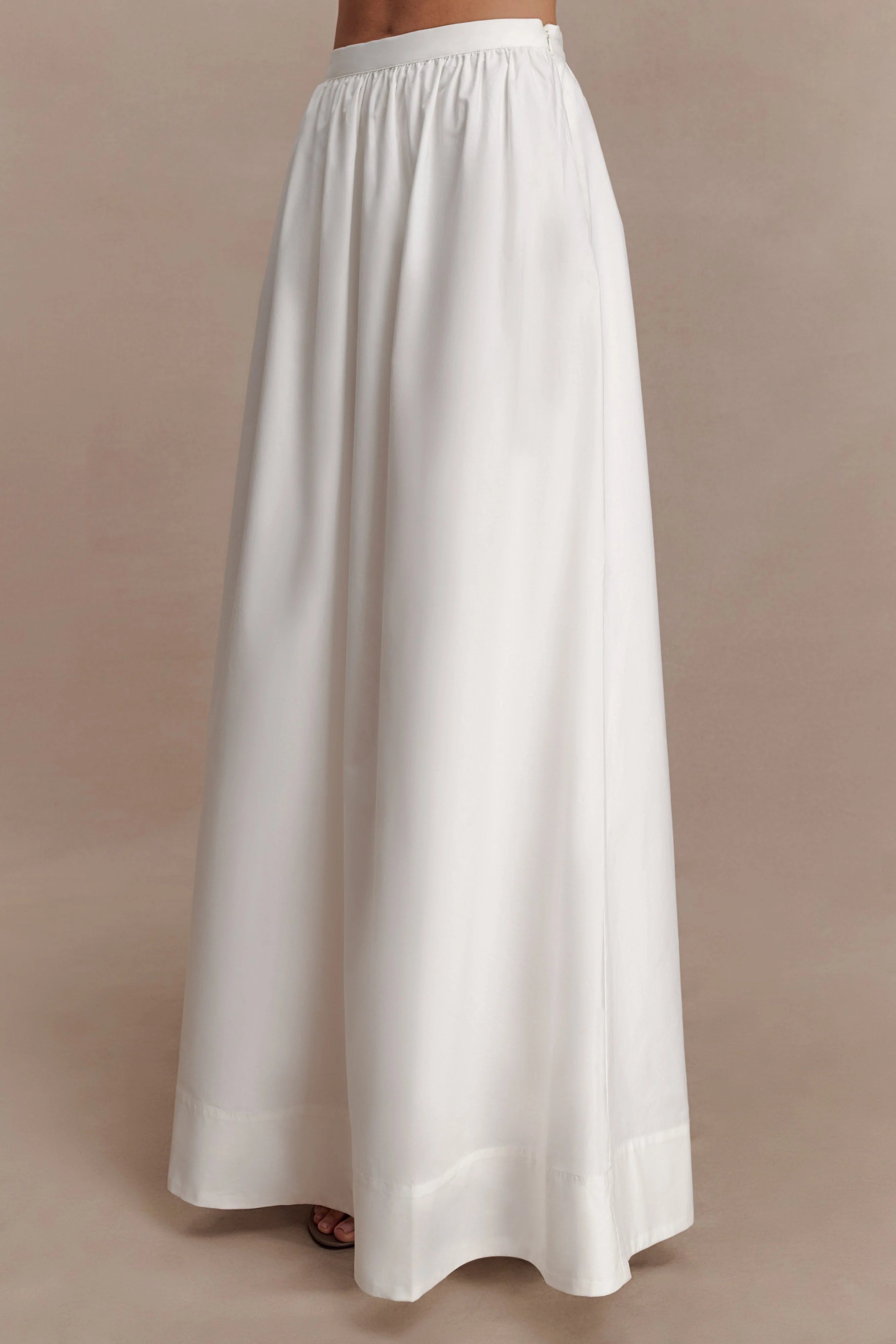 River Gathered Maxi Skirt White