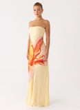 Ashwin Strapless Beaded Maxi Dress Sunpetal Print