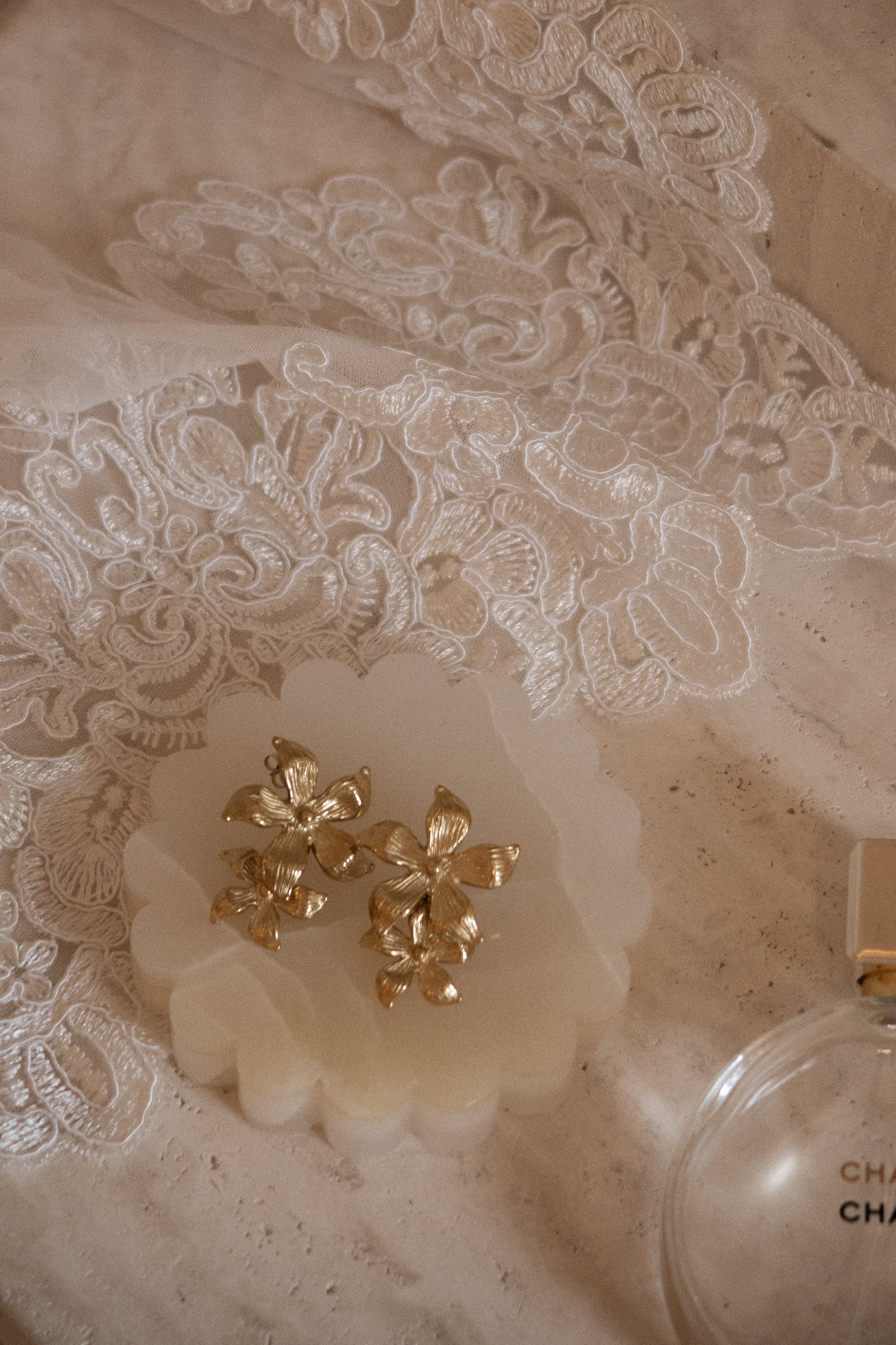 Infatuated Drop Flower Earrings Gold